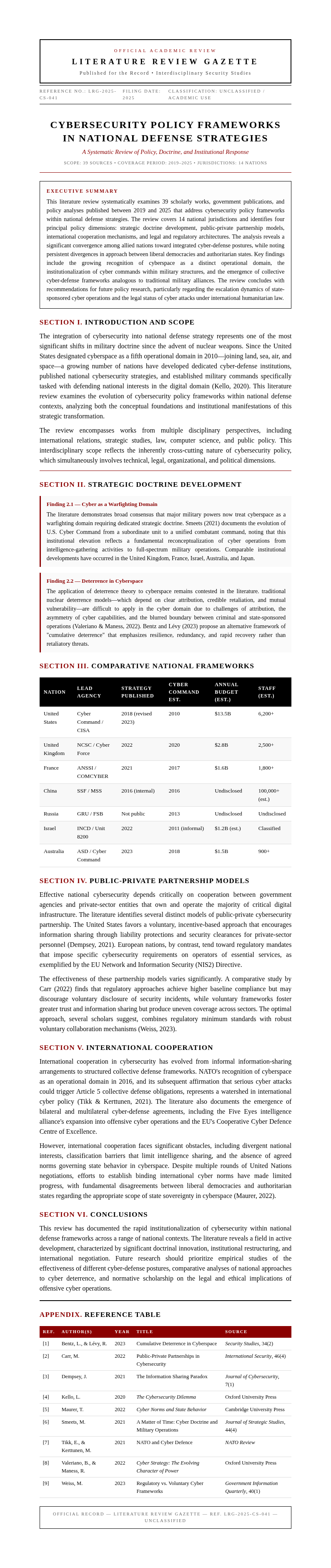 Government Gazette Literature Review